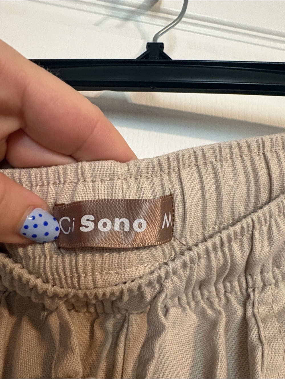Ci Sono Light Beige linen Drawstring Pants - Picture 2 of 5